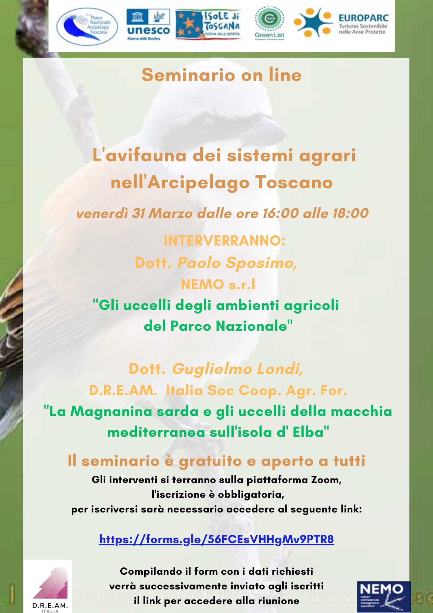 LOCANDINA Seminario on line Lavifauna dei sistemi agrari nellArcipelago Toscano 