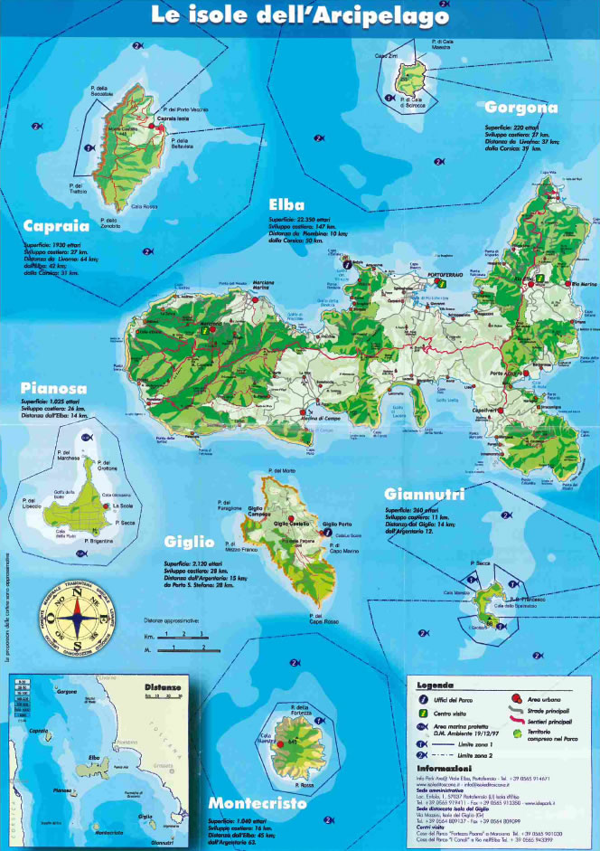 Mappa del Parco Nazionale Arcipelago toscano