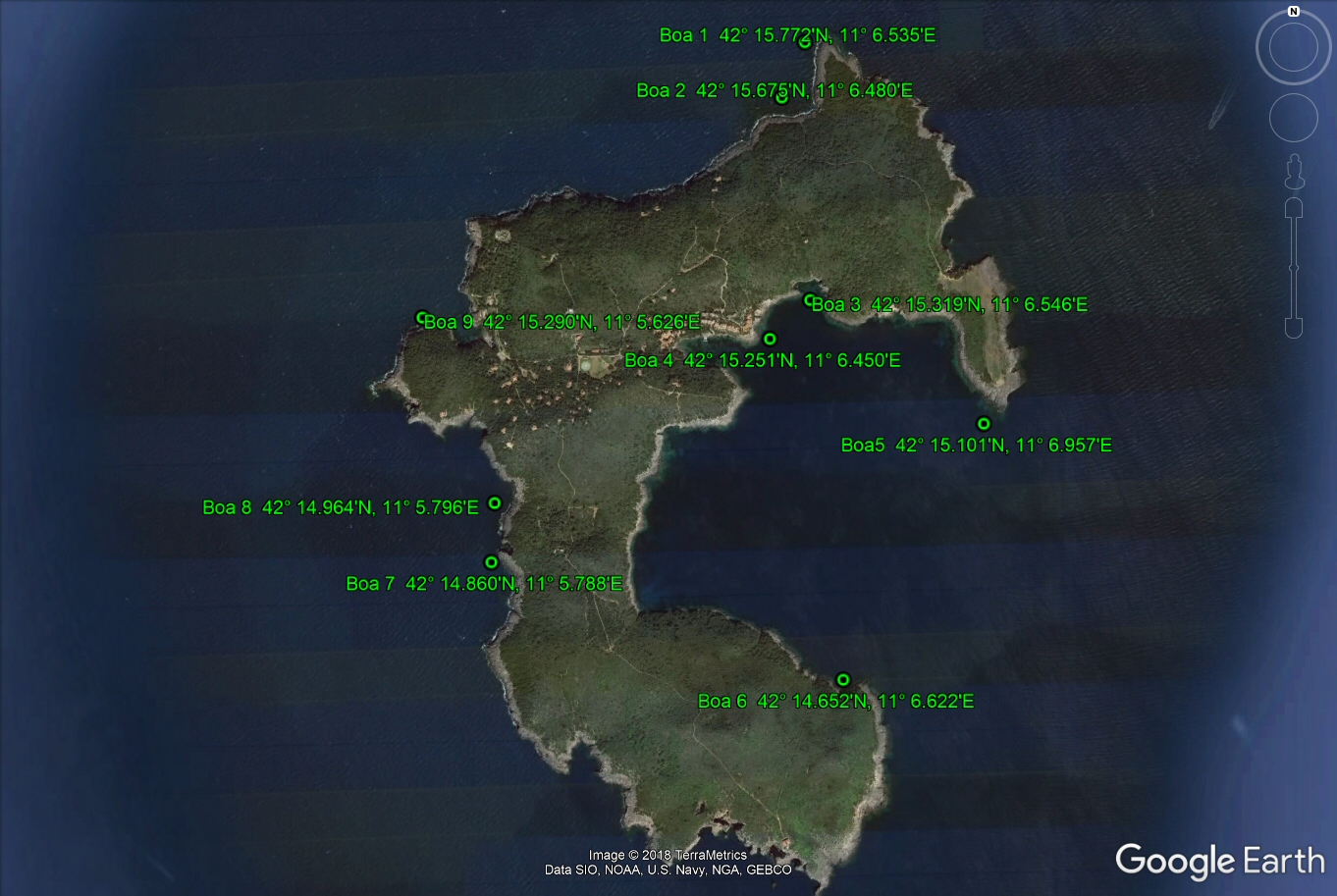 area boe a Giannutri da google maps